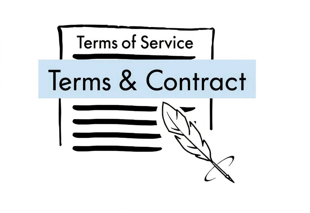 Ilustración de un contrato o documento legal, simbolizando los términos de servicio
